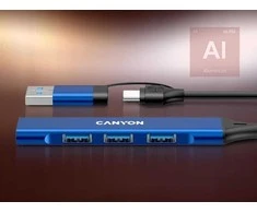 CANYON ŠAKOTUVAS DS-02 4 viename USB-A/C, mėlynas