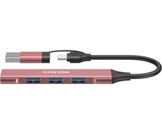 CANYON ŠAKOTUVAS DS-02 4 viename USB-A/C, rožinis