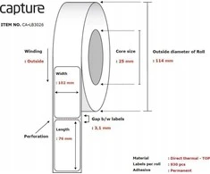 Capture Label 102x76, Core 25,