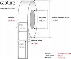 Capture Label 105x32, Core 40,