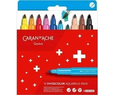 Caran d`Arche CARAN D'ACHE Swisscolor Maxi akvarelės žymekliai, 10 vnt., spalvų derinys