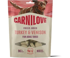 Carni Love Carnilove Dog Treats liofilizuoti liofilizuoti mėsos skanėstai šunims su kalakutiena ir elniena, 60 g