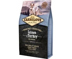 Carni Love Šunų Maistas - Carni Love Lašiša ir Kalakutiena Šuniukams Sausas Maistas 4kg 38% Baltymų 20% Riebalų