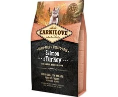 Carni Love Šunų Maistas - Carni Love Lašiša ir Kalakutas Kūdikiams Dideliems Veislėms 4kg, 38% Baltymų, 16% Riebalų