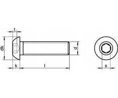 Caymon CAYMON KS500 Sraigtas M5 x 16mm DIN7985, fosfatuotas, juodas + nailoninis poveržlė, 100 vnt.