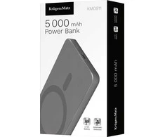 POWER BANK indukcinis Kruger &amp; Matz 5000 mAh Mag Safe pilkas