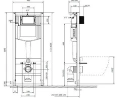 Hanging toilet set concealed Cersanit S701-759. 20x50 cm