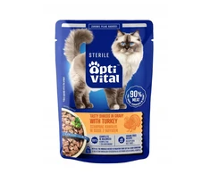Maisto produktai - OptiVital šlapias kačių maistas su kalakutiena 85g