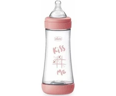 Chicco Baby Bottle Perfect5 4Chicco Baby Bottle Perfect 4M+ buteliukas kūdikiams 300ml Silicone Rožinė
