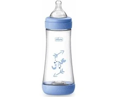 Chicco Perfect Silicone Feeding Bottle buteliukas kūdikiams 300ml Mėlyna 4m+
