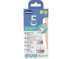 "Chicco" buteliukas Perfect5 0M+150ml rožinis silikoninis