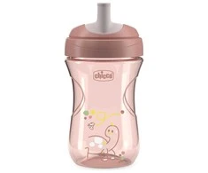Chicco Puodelis su šiaudeliu, apsaugantis nuo išsiliejimo, 266 ml, persikų spalvos, 12 mėn.+