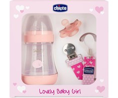 Chicco Dovanų rinkinys naujagimei su buteliuku ir čiulptuku