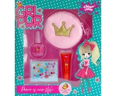 CHLAPU CHLAP Girl Power II Sweet Mango vaikiškas rinkinys su kosmetine, nagų laku, lūpų blizgiu ir dekoracijomis
