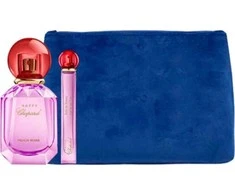 Prabangus „Naturals“ kvepalų rinkinys „Chopard“: „Happy Felicia Roses“ kvepalai moterims, 100 ml + „Happy Felicia Roses“ kvepalai moterims, 10 ml + „Chopard“ sintetinės odos tekstilinis krepšys moterims, 2,4 x 9 x 6,2 cm