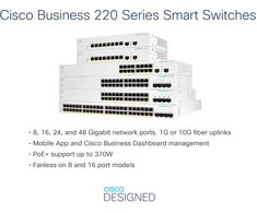 Šakotuvas Cisco switch CBS220-24P-4X, 24xGbE RJ45, 4x10GbE SFP+, PoE+, 195W