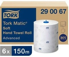 Ruloninis rankšluostinis popierius Tork Advanced H1, 2 sl., 21 cm x 150 m, balta sp. 6 vnt./pak