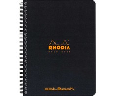 Clairefontaine Rhodia kollegiehæfte - spiral indbundet A5 dotted papir - sort omslag - 80gram - 160 sider/80 ark (Rhodia nr. 193439C)