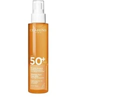 Clarins Glowing Sun Care Mist SPF 50+ dvifazė apsauginė purškiama dulksna nuo saulės, 150 ml