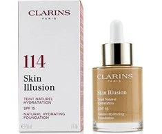 „Clarins Skin Illusion SPF 15“ (natūralus drėkinamasis makiažo pagrindas), 30 ml, 114 kapučino