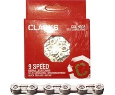 Clarks Ciklo grandinė YBN CSL -H9CR ŠIMANO CMPAGNOLO SRAM (9 veikia, 1 / 2 "x11 / 128)", 116 ląstelių, 6.4mm, grandinės klipas, super šviesa, Chrome) Self- tepimo sidabras
