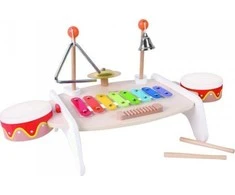Classic World Klasikinis pasaulis komplektuoja muzikos instrumentus vaikams ksilofonas tarker cymbals būgnų plokštelių plokštelių trikampio trikampio varpas 9 el.