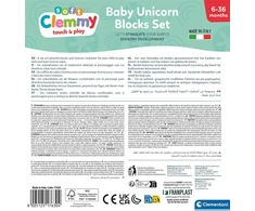 MINKŠČIŲ KALUKŲ RINKINYS 10 ELEMENTŲ BABY UNICORN VIENRAGIS CLEMMY CLEMENTONI