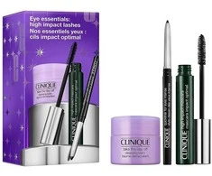 „Clinique Eye Essentials“: blakstienų tušas „High Impact Lashes Complete“ 7 ml + makiažo valiklis 15 ml + akių kontūro pieštukas 0,14 g