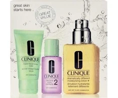 Clinique Rinkinys do mycia twarzy Great Skin (W) 30 ml + mleczko oczyszczające 30 ml + drażniący krem nawilżający 125ml