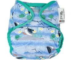 Close Caboo daugkartinės sauskelnės Pop-in AIO Mėlyna Puffin 4.5-16 kg, 1 vnt.