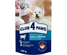 Club 4 Paws konservai mažų veislių šunims su ėriena padaže, 100 g