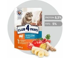 Club 4 Paws konservai katėms su ėriena padaže, 100 g