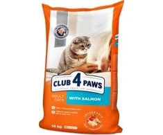 Visavertis sausas pašaras suaugusioms katėms CLUB 4 PAWS PREMIUM su lašiša, 14 kg