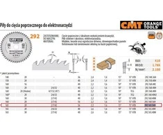 Pjovimo diskas medienai CMT 292; 165x2,2x20,0 mm; Z56; 10°