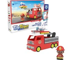 TileTown Tile Town - Fire Truck, Magnetic Building and Play Set with Light and Sound (90314)