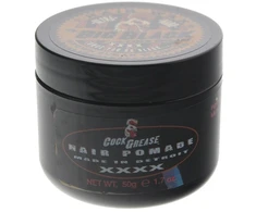 „Cock Grease Ultra Hard The Big Juodas XXXX“ plaukų formavimo pomada, suteikianti plaukams ryškumo ir tekstūros, stiprios fiksacijos, 50 g