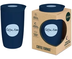 „Coffee Format“ termo puodelis, 350 ml – mėlynas su užrašu