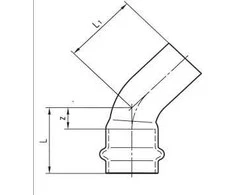 Conex 45 ° mm vienas kilio lankas B serijos Spauskite vario 28 mm (P504002800000)