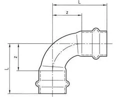 Conex 90 ° mm dvigubo puodelio lankas B serijos Spauskite vario 28mm (P500202800000)
