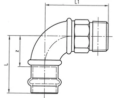 Conex Alkūnė 90° bronzinė B Press GZ 15mm x 1/2'' (P4001G01504000)