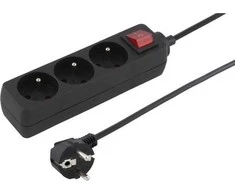 Connect It Konnoc DX-3FS 5m trijų lizdų maitinimo laidas su jungikliu Juodas
