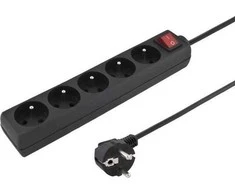 Connect It Konnoc DX-5FS 5m penkių lizdų maitinimo juosta su jungikliu JUODA