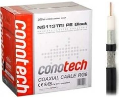 Conotech COAXIAL CABLE NS113TRI HQ PE Juodas 300m