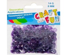 Craft With Fun Violetiniai skaidrūs apvalūs blizgučiai 8mm, 14g