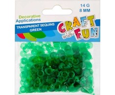 Craft With Fun Žali, skaidrūs apvalūs blizgučiai 8mm, 14g