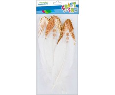 Craft With Fun Dekoratyvinės plunksnos su blizgučiais, aukso spalvos, 4 vnt.