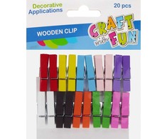 Dekoracija iš medžio CRAFT with FUN Wooden Clips, 35x10 mm, 20 vnt., įvairių sp.