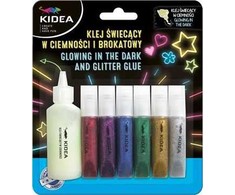 klej ŚWIECĄCY W CIEMNOŚCI i BROKATOY 1+6 KIDEA 9568