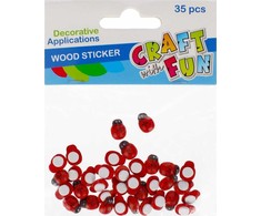 Craft With Fun Dekoratyvinės medinės boružėlės lipnios 13 mm, 35 vnt.