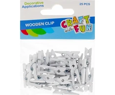 Dekoracija iš medžio CRAFT with FUN Wooden Clips, 25x8 mm, 25 vnt., baltos sp.